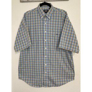 Resistol Rodeo Gear Men's Large Blue Plaid Button Down Short Sleeve Hat Logo